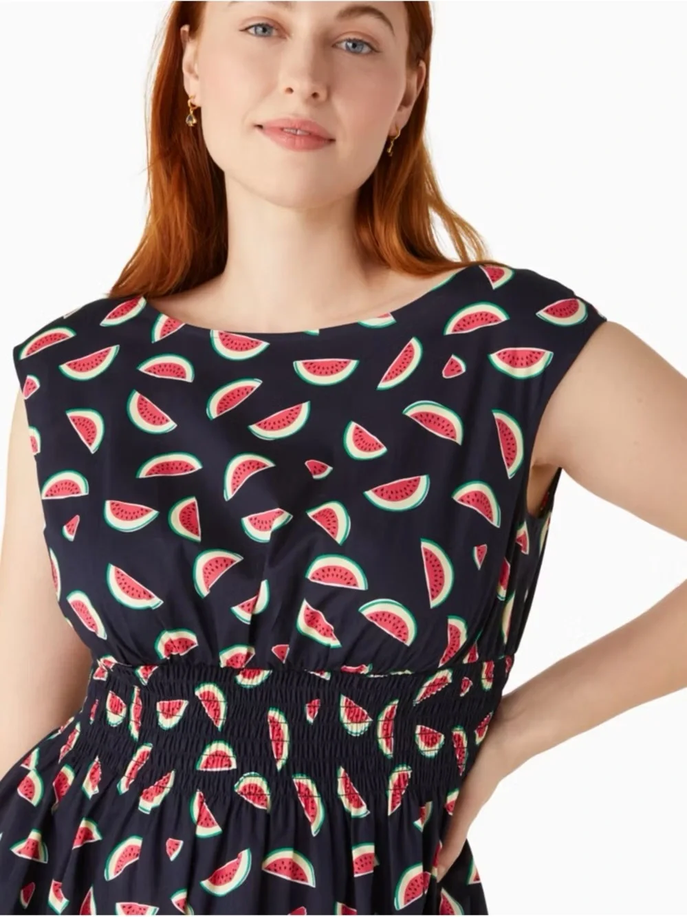 Kate Spade Watermelon Summer Party Blaire Dress Fit Flare in Parisian Navy L